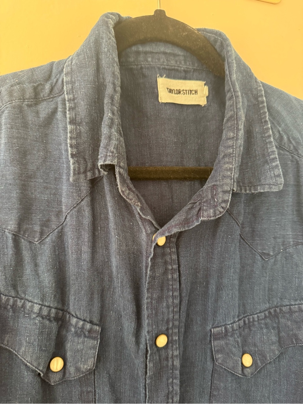 Vintage Indigo Short-Sleeve Button-Up Shirt - Picture 2 of 3